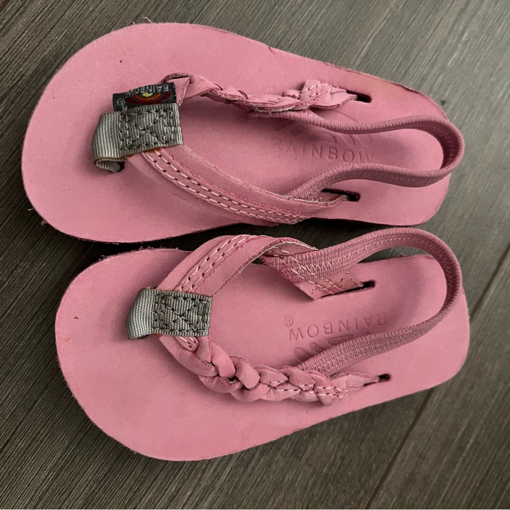 Rainbow Toddler Braided Pink Flip Flops